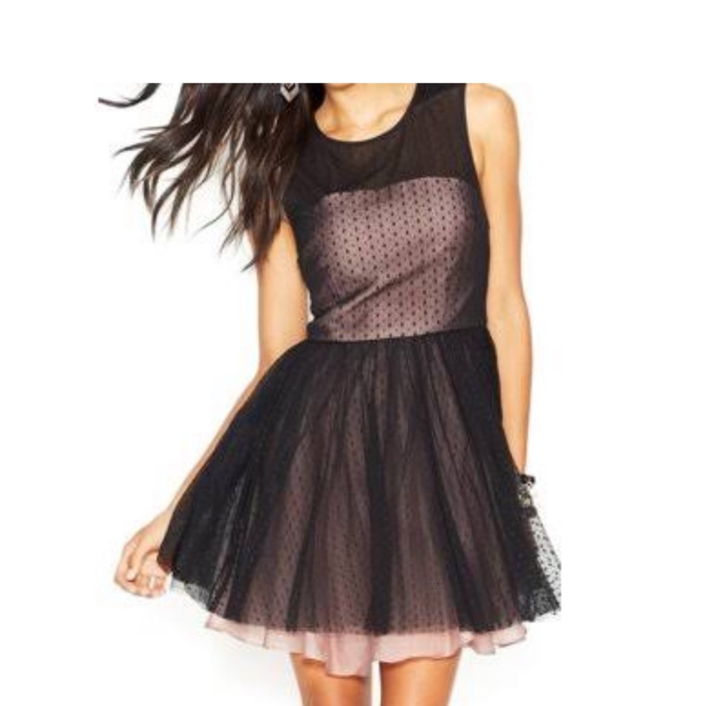 Betsey Johnson Polka Dot Pink Black Dress